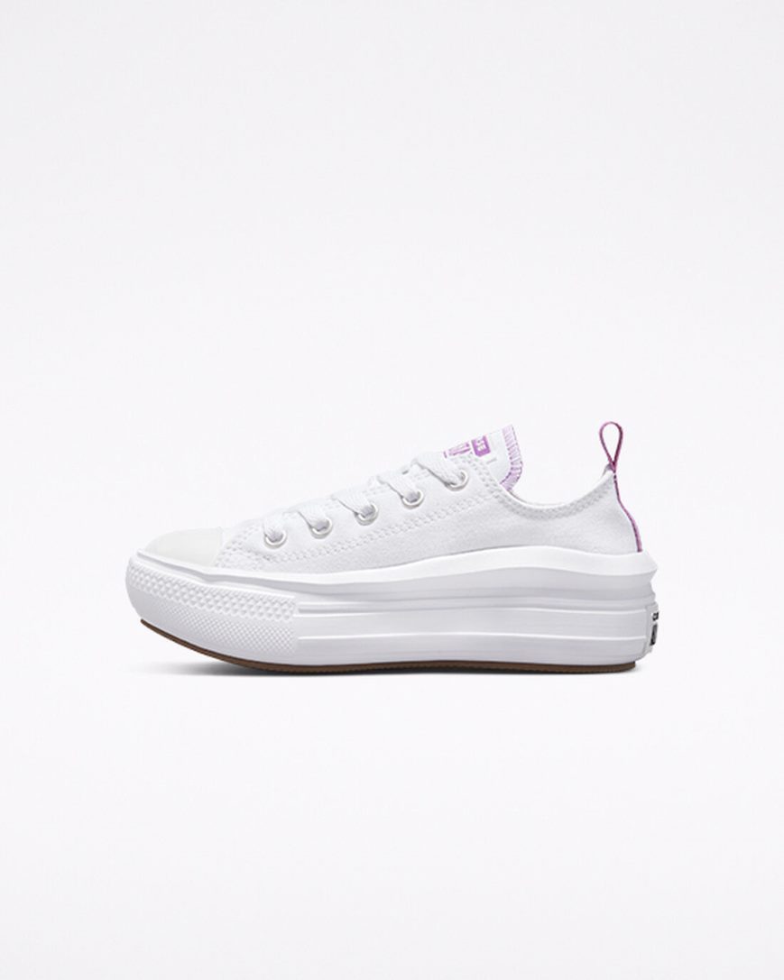 Sapatos Plataforma Converse Chuck Taylor All Star Move Cano Baixo Menina Branco Roxo Branco | PT T0P4710